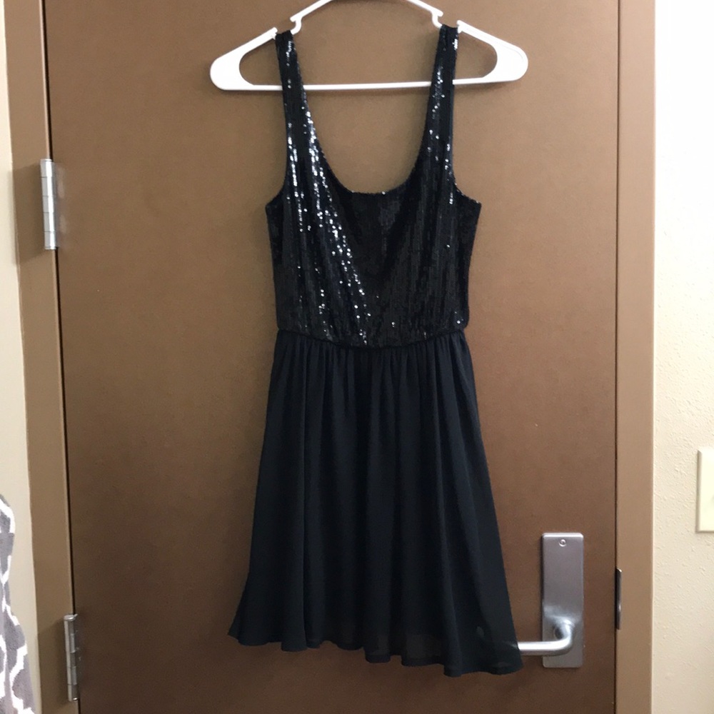 Black Half-Sequin Party Dress